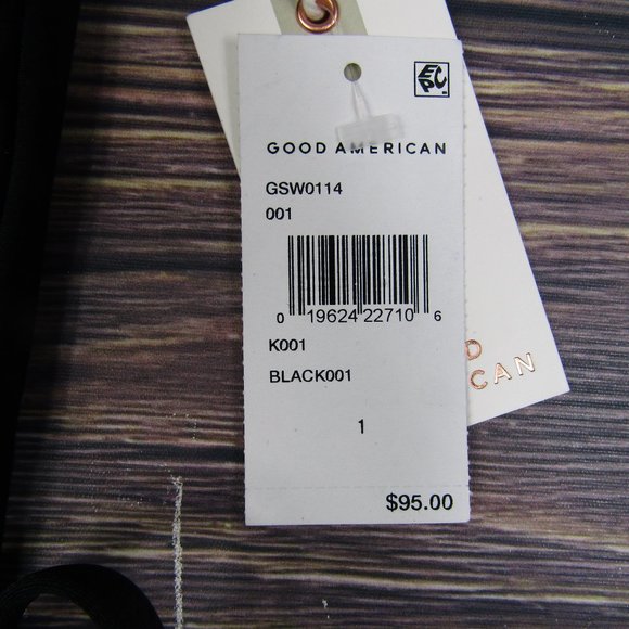 Good American NWT NEW Small Size 1 Black Shine One-Shoulder One-Piece Swimsuit - Picture 4 of 6